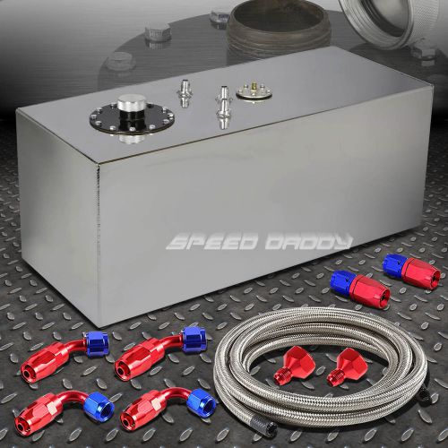 19 gallon top-feed aluminum fuel cell gas tank+cap+level sender+steel line kit