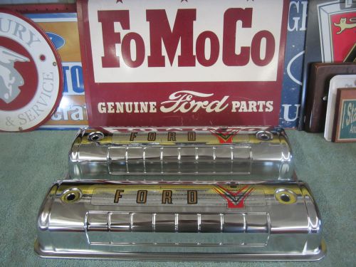 1955 ford nors chrome valve covers with 55 decals 1955-1962 ford y-block engines