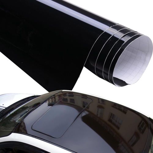 60&#034; x 60&#034; bubble air release gloosy vinyl wrap roll sticker w/ for vehicle black