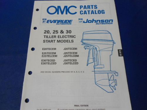 1989 omc evinrude/johnson parts catalog, 20,25 &amp; 30 tiller elect. start models