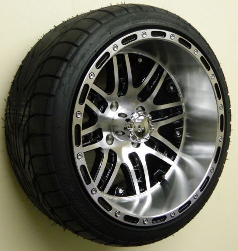 (4) 14&#034; megastar machined w/ black wheels &amp; (4) backlash 215/3514 street tires