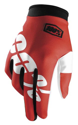 100% mens fire red/white itrack dirt bike textile gloves mx atv