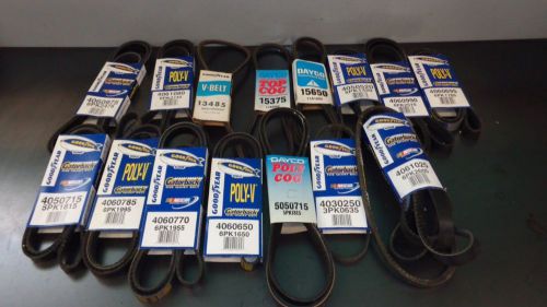 Wholesale lot of (16) new goodyear gatorback dayco v-belt belts poly-v (4d)