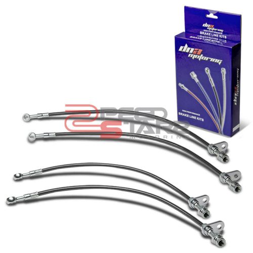 Stainless brake line/hose pvc coated 4-pcs for 03-07 honda accord cl7 uc1 black