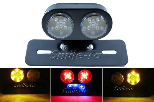 Motorcycle led plate holder tail light brake custom license relocator dual sport