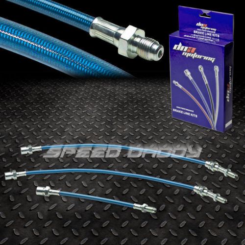Front+rear stainless steel hose brake line/cable 84-87 corolla ae86 gts sr5 blue