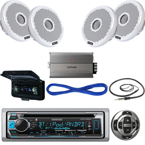 Bluetooth kenwood cd boat radio,7&#034; speakers/wire, remote,600w amp, antenna,cover