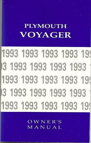 1993 plymouth yoyager automobile owners manuals