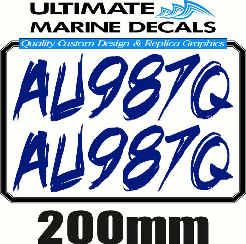 Boat rego 200mm mod registration sticker decal set of 2