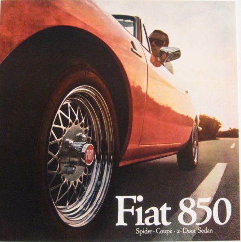 1968 fiat 850 brochure, spider coupe sedan, original 8 pgs 68