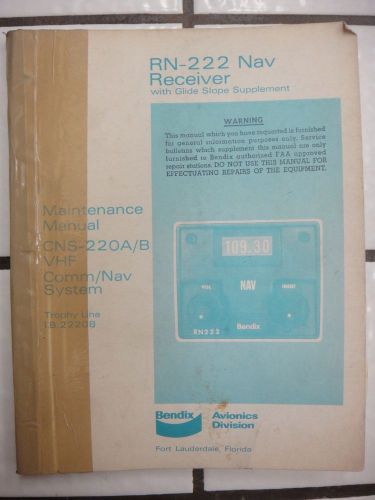 Bendix avionics rn-222 nav receiver maintanence manual