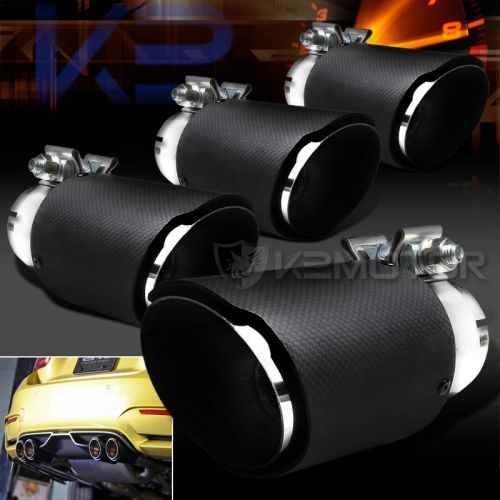 4pc 3.5&#034; outlet carbon fiber sport racing style exhaust muffler tip round