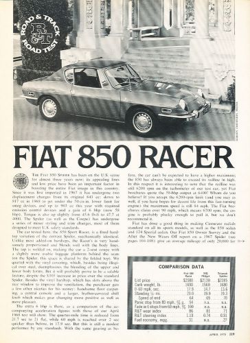 1970 fiat 850 racer - road test - classic article d205