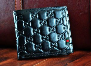 Men black gg gucci1 leather wallet