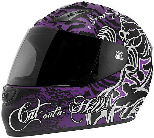 Speed and strength ss1000 cat out'a hell black/purple helmet size xsmall