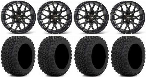 Itp hurricane black golf wheels 14&#034; 23x10-14 xt trail tires ez-go &amp; club car