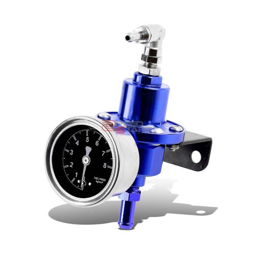 Aluminum 160 psi adjustable 1:1 fuel pressure regulator+kpa gauge+fitting blue