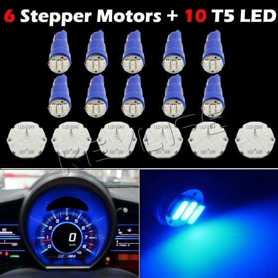 6x x27.168 speedometer cluster gm gmc stepper motor kits + 10x 3-smd blue light