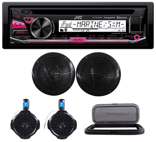 Jvc kd-r97mbs marine cd receiver+splash guard+2) 8&#034; boat speakers+2) wakeboards