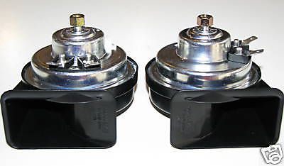 Dual electric trumpet hi/lo horns set porsche 911 912 914 loudest we can find!!!