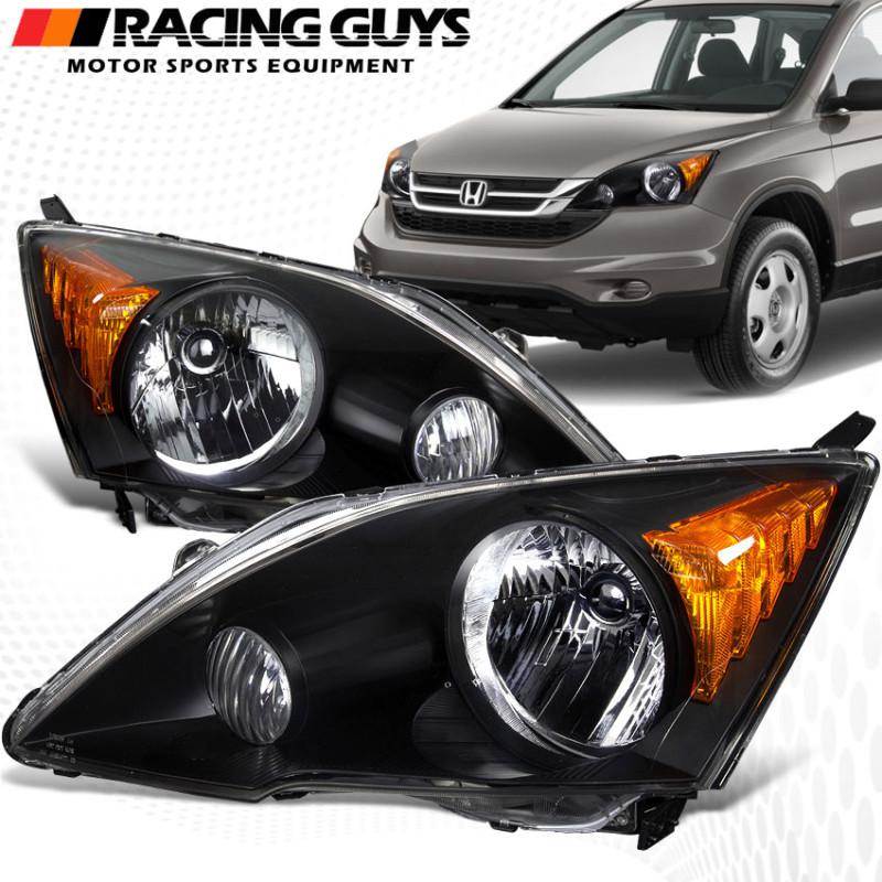 Jdm pair left+right black housing head lamps amber lights lamps honda crv 07-11