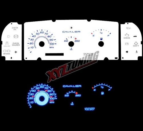 Blue reverse el indiglo glow white gauge face for 91-94 cavalier no rpm gauge