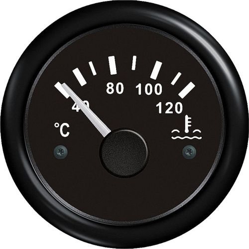 Marine water temperature gauge for boat black plastic bezel black face 40-120 ºc