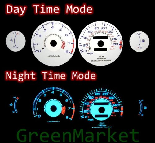 95-99 eclipse na at white face blue indiglo glow gauges