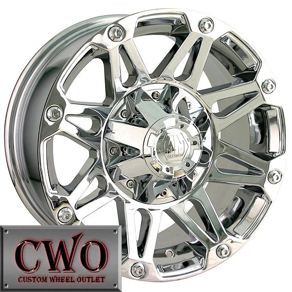 20 chrome mayhem riot rims 6x139.7 6 lug chevy gmc 1500 titan tundra tacoma cwo