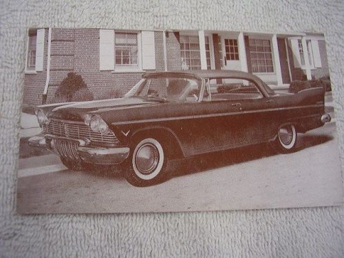 1957 plymouth belvedere  sport sedan  dealer postcard unused original