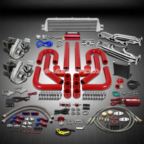 T04 .63ar 500+hp 19pc twin turbo charger+manifold+intercooler kit for chevy sbc