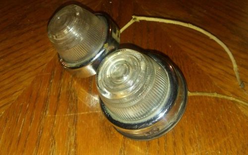 Pair 2 vintage art deco yankee 44 d chrome clear turn back up lamp light rat rod