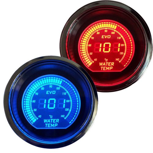 Universal car 2&#034; 52mm blue red led water temp temperautre gauge meter day night