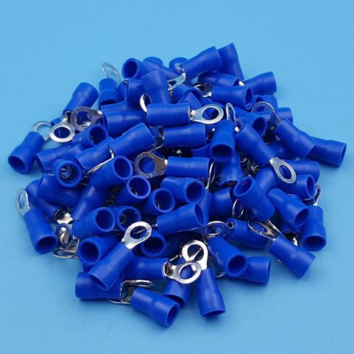 100x blue ring insulated crimp connector electrical wiring terminals 8mm hole ep