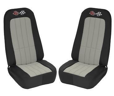 1970-1972 corvette neoprene seat covers w/ logo - black - gray insert