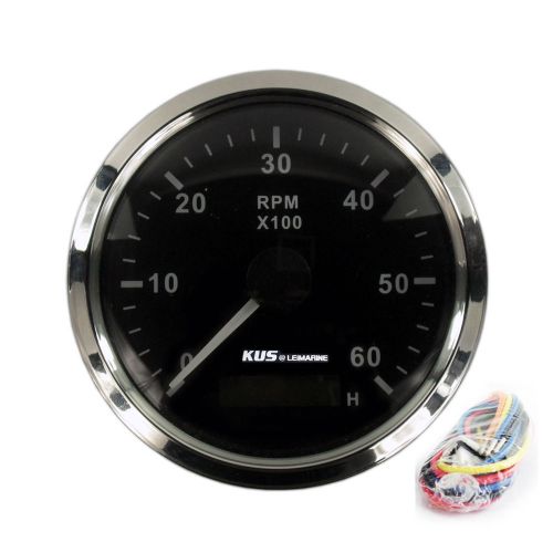 Kus stainless steel bezel boat tachometer &amp; hourmeter 12v/24v marine 6000 rpm