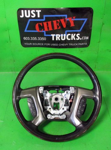 07 to 12 escalade denali black leather woodgrain steering wheel heated / cruise