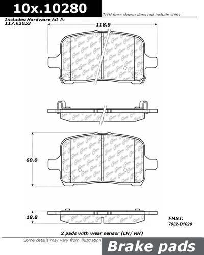 Centric 106.10280 brake pad or shoe, front