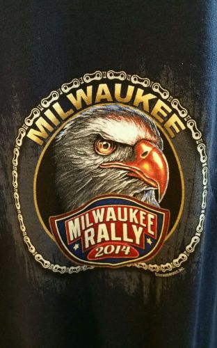 Milwaukee bike motorcycle rally 2014 t shirt blue eagle flag size 3xl biker
