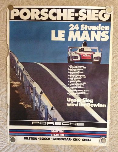 1976 original porsche martini 24hrs lemans  factory racing poster 911 914 356