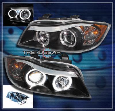 05-08 bmw e90 3-series halo projector headlight lamp black 06 07 323i 325i 325xi