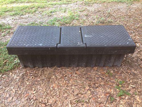 Used condition or plastic truck bed tool box-no key accessory auto storage space