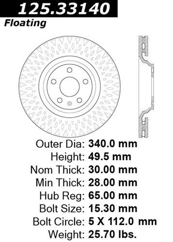 Centric 125.33140 front brake rotor/disc-high carbon rotor-preferred