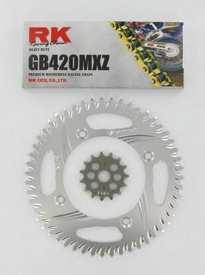Rk chain/sprocket kit gb 420 mxz for kawasaki kx65 00-01