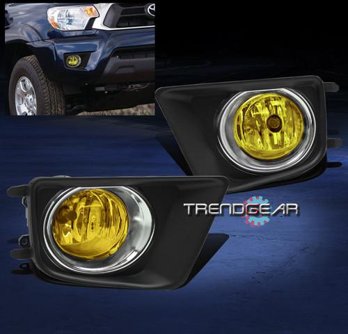 12-13 toyota tacoma bumper yellow fog light+chrome trim cover+harness+switch kit