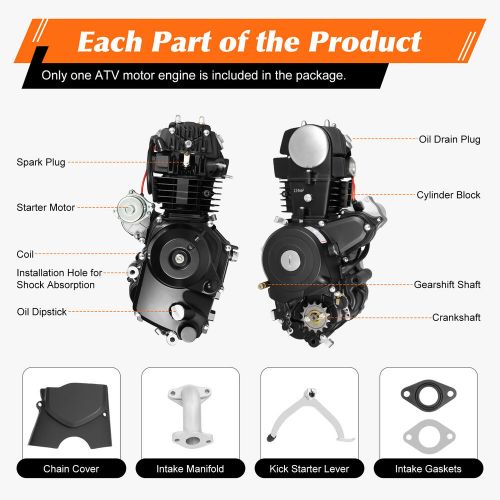 125cc 4 stroke atv engine motor w/reverse electric start for atvs go karts