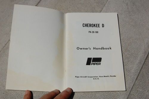 Piper cherokee d owner&#039;s handbook pa-28-180 753-765 1967 1973 paperback