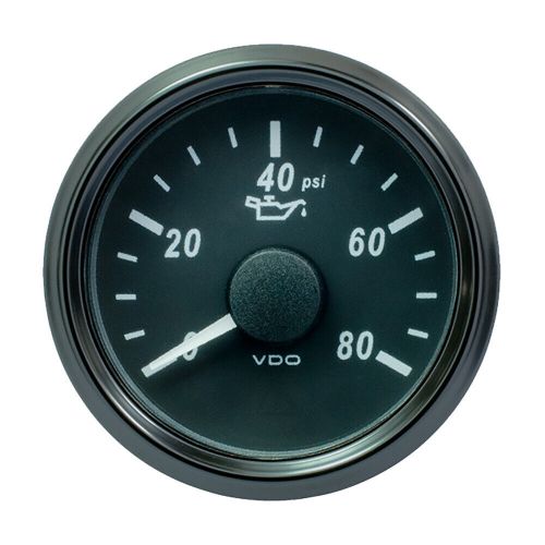 Vdo singleviu 52mm (2-1/16&#034;) oil pressure gauge - 80 psi - 240-33 ohm