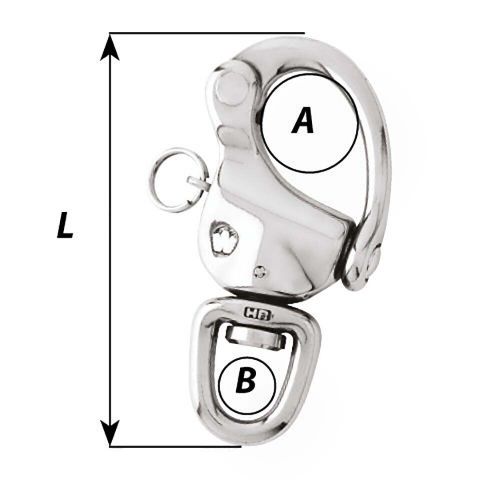 Wichard 2-3/4&#034; snap shackle w/swivel eye - 80mm