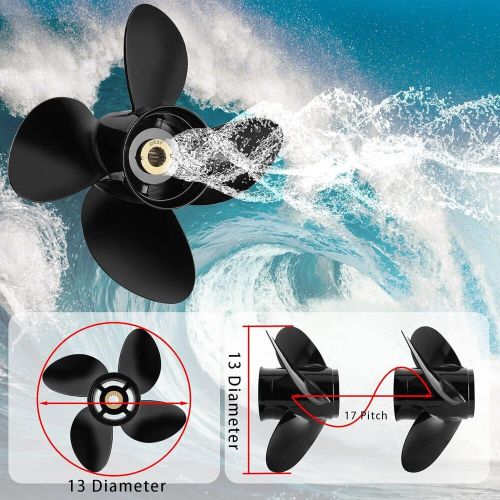 13x17 aluminum boat propeller fit mercury engines 40-140hp 15 spline 4 blades rh